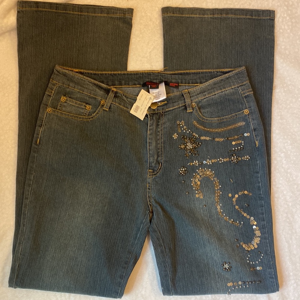 Simone Chang Arriere Back embellished hi rise boot cut jeans new w/tags